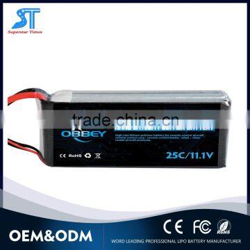 11.1V rc helicopter lithium polymer battery pack for rc 25C-70C 22000mAh lipo battery