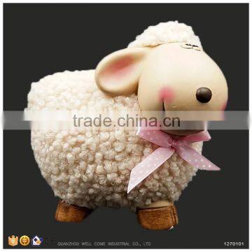 Garden Decoration Ceramic Sheep Firguine Covered by Polar Fleece