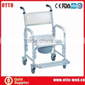 Aluminum commode with wheels