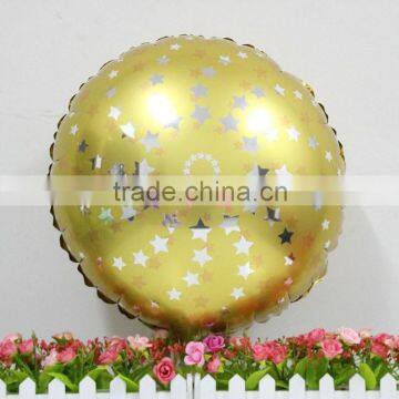 2015 new design 18 inch golden colorful round shape foil helium balloon mylar balloons for wedding decoration