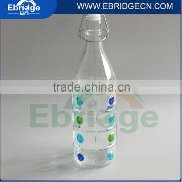 customized decoration beverage glass bottle with swing stopper