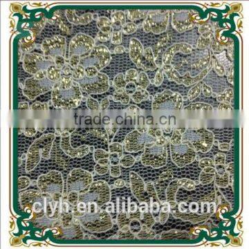 Golden flower crochet lace fabric