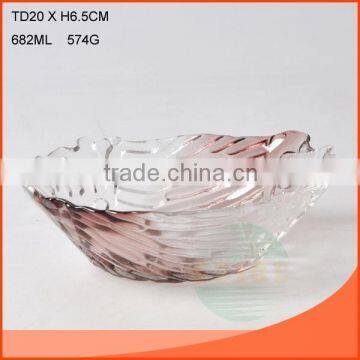 682ml glass salad bowl with decorative embossment