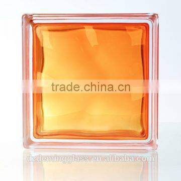 190x190x80mm inner orange yellow glass block with CE,ISO certification for palaza,office building and shopping mall