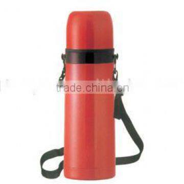 Fashionable stainless steel vacuum thermos bottle with carrying belt