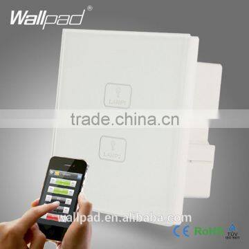 Waterproof WIFI Wallpad White Tempered Glass Android/IOS Phone 2 Gang 2 Way WIFI Remote Touch Controlled Light Wall Switch