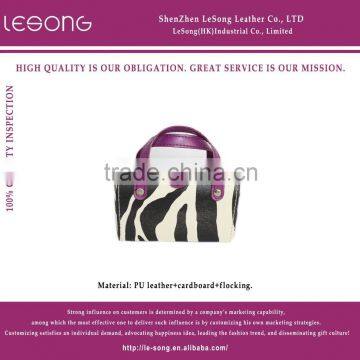 Hanging Zebra Pattern Leather Cover Floding Jewelry Bag For Travel