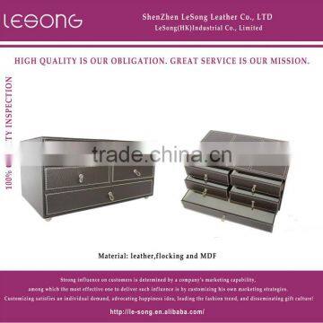 Decorative Leather Storage Box With Drawer/MDF Organizer Box