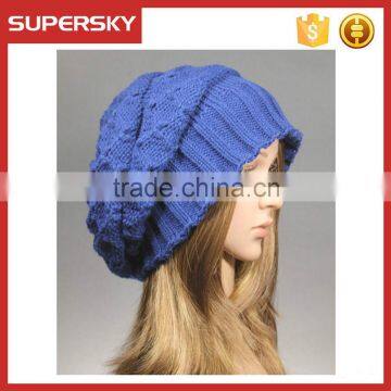 V-121 stylish women slouchy crochet hat cable winter warm baggy crochet beret hat