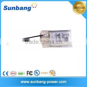 High quality 3.7v 70mah 501119 lipo batteries with PCM protection