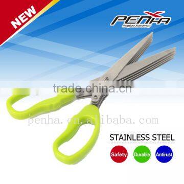 New design high quality utility 5 blade kitchen shears 8" herb scissors