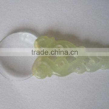 Small size hand magnifier with carved jade handle