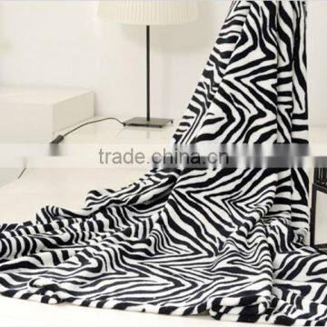 100% Polyester Coral Fleece Blanket With Zebra Pattern