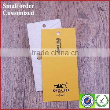 Custom creative yellow size paper hang tag labels for dresses sock