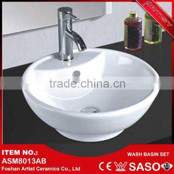 Manufacturer China Counter Top Round Patterned Ceramic Sink