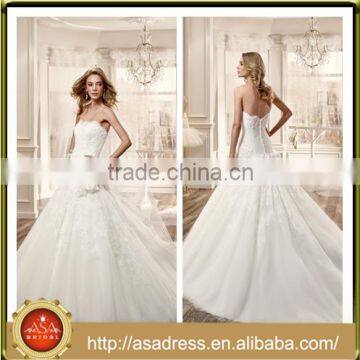 VDN30 Cuatom Made Size Formal Wedding Party Gown 2016 Sweetheart Crepe Strapless Sleeveless Wedding Dresses in Turkey