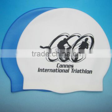 Fashionable Quality Adult / Kid sizes customized logo printed waterproof silicone rubber swimming hat