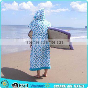 Hot sell Custom design velour printing adult size promo surf towel poncho