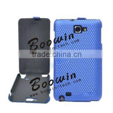 blue carbon leather flip caseFor Samsung I9220 Galaxy Note