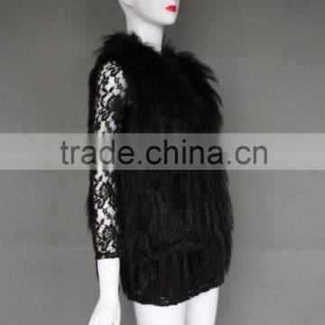 Natural Stylish Fashion Women's Knitted Genuine Rabbit Fur Vest photo-2