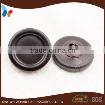 rounded dark brown leather button with shank