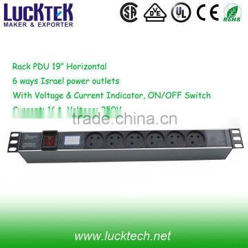 Israel socket PDU with Current & Voltage Indication