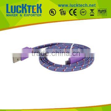 Free Sample Offered Fabric Braided USB Cable for Phone USB Cable for Mobile Phone