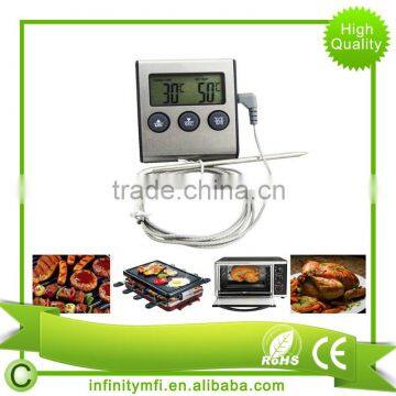 LCD Digital Cooking Kitchen Food Meat Thermometer for BBQ Grill Oven Smoker Built-in Clock Timer With Stainless Steel Probe photo-2
