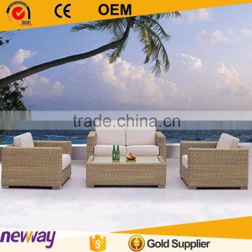 2015 Anti-skidding Outdoor Furniture Barefoot Friendly PE Rattan Sofa With Table Garden Leisure Set