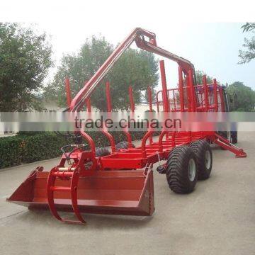 Hot selling ZM10006 10 Tons Forest Log Trailer with crane for 70-100HP tractor