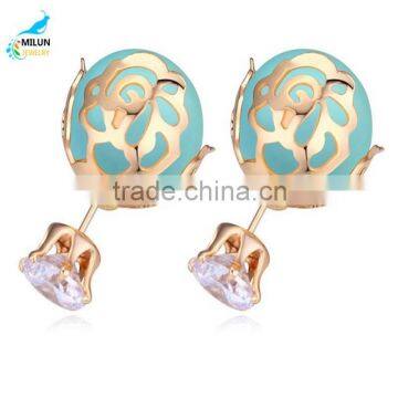 Wholesale jewelry High quality Zircon Hollow-out clip Earrings Fashion