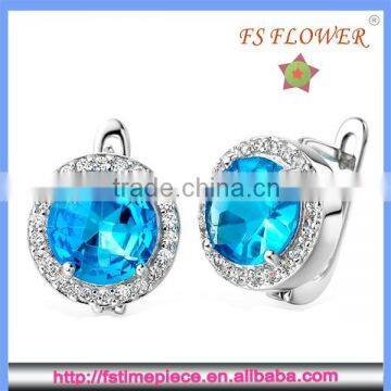 FS FLOWER - Blue Artificial Gemstones Stud Earrings