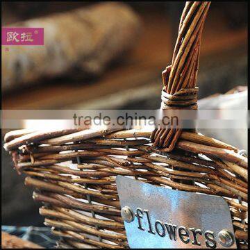 Flower Wicker Basket With Handle photo-2