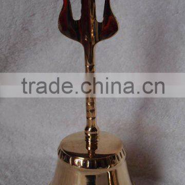 Tibetan brass temple/church/ritual bell A3-502 with Trident handle hand (E190 )