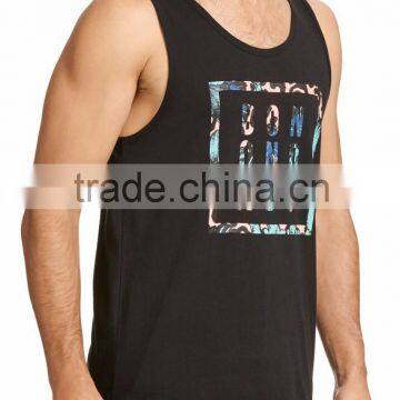 Daijun OEM New Design Black 100% Cotton Custom Logo Printed Men Singlet photo-2