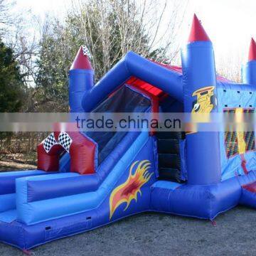 Inflatable race car bouncer combo with slide