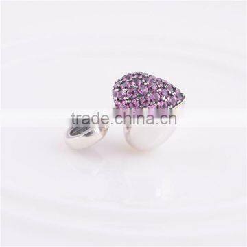 Secret Message Silver Heart Charm With Cubic Zirconia
