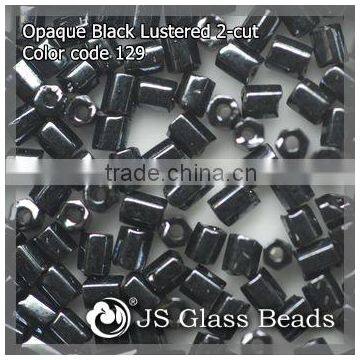 High Quality Fashion JS Glass Seed Beads - 129# Lustered Opague Black 2-CUT Beads For Garment & Jewelry