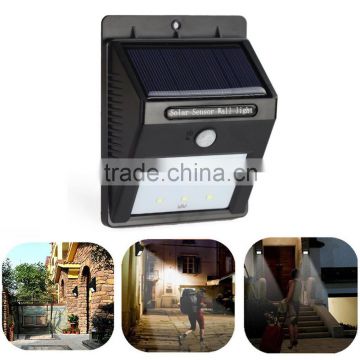 2016 new hot sale 6LED Solar Power PIR Motion Sensor Wall Light Outdoor Waterproof Garden Lamp