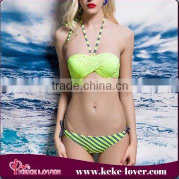 2015 Fashion Swimwear for Junior Girls Blue Designer Wholesale Swimwear Spandex and Nylon Traingl Swimwear 2015 for Summer