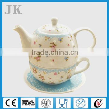 Promotional 3pcs bone china tea set with rose images