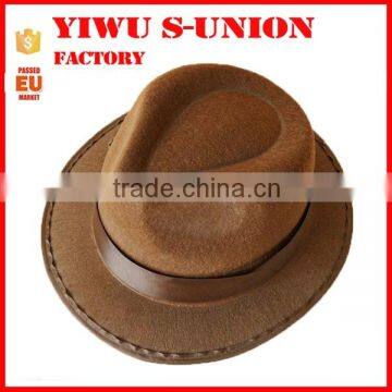 High quality non woven carnival decorate felt flat top fedora hat