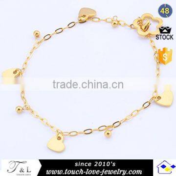 Fancy Heart Shape Gold Anklet for Girls