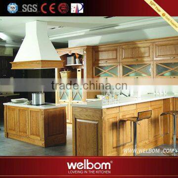 2016 Welbom New design Kitchen Cabinet Solid Wood Kitchen Cabinet with Glass Door