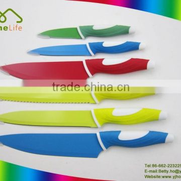 5-piece colored cookware kitchen knife set non stick stainless steel knives tools