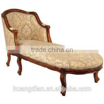 victorian antique hotel bedroom furniture upholstered chaise lounge chair ,lacquer and fabric can be customized