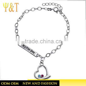 factory direct personalized birthstone heart bracelets for boys and girls (QS-0120)