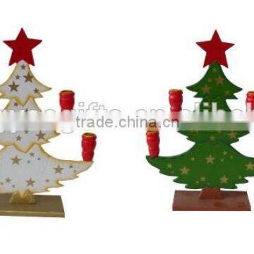 Wooden christmas candlestick holder tree with four sticks xmas tree shaped candle stick holder for home decoration