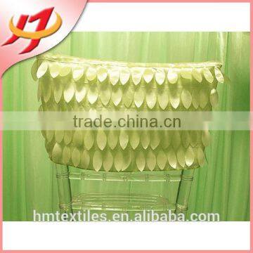 embroidered design taffeta leave chaircloth for wedding