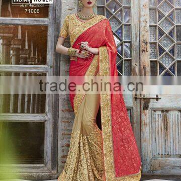 Fashion stone hand work net sarees